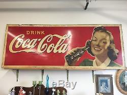 1941 LARGE Original Coca-Cola Sign approx 11ft x 4ft RARE