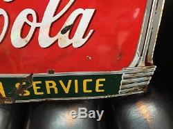 1941 Original Porcelain Coca Cola Fountain Service Sign Rare