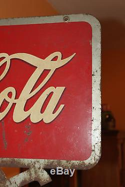1941 ORIG Antique VTG 1940s Metal Coca Cola Soda Flange Sign Non Porcelain OLD