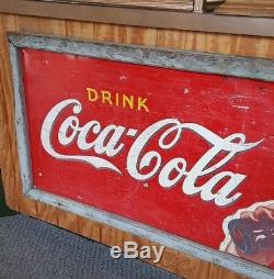 1941 Original vintage Drink Coca Cola coke sign 5' x 2