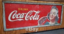 1941 Original vintage Drink Coca Cola coke sign 5' x 2