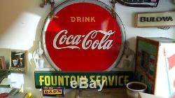 1941 RARE Coca Cola porcelain 2 sided sign, its non-neon, fountain service