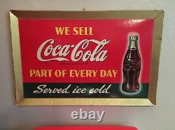 1942 Coca Cola Cardboard Sign 14 X 22 Easel Back Great Color