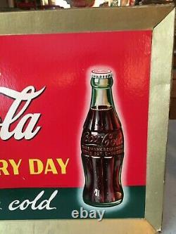 1942 Coca Cola Cardboard Sign 14 X 22 Easel Back Great Color