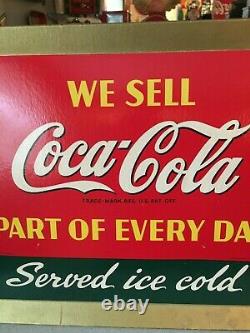 1942 Coca Cola Cardboard Sign 14 X 22 Easel Back Great Color