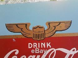 1943 WW-2 Era Coca-Cola Coke Kay Display Masonite Fighter Plane Sign