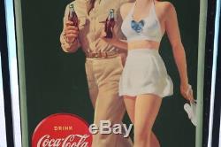1944 Large Coca Cola Cardboard Sign Ww2 Excellent Condition Rare