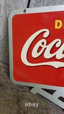 1946 Coca-Cola Flange Sign. 24inx22.5in. Painted Metal. Clean