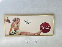 1946, Original, Vintage, Framed, Coca Cola Cardboard YES Sign, Very Scarce
