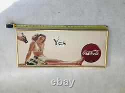 1946, Original, Vintage, Framed, Coca Cola Cardboard YES Sign, Very Scarce