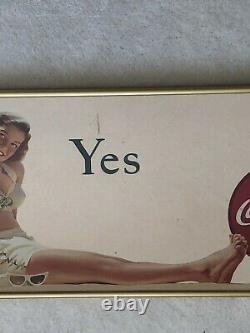 1946, Original, Vintage, Framed, Coca Cola Cardboard YES Sign, Very Scarce