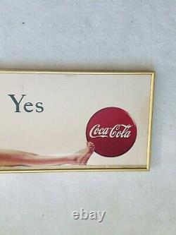 1946, Original, Vintage, Framed, Coca Cola Cardboard YES Sign, Very Scarce