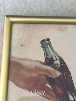 1946, Original, Vintage, Framed, Coca Cola Cardboard YES Sign, Very Scarce