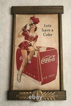 1946, Vintage, ORIGINAL, Coke, Coca-Cola Cardboard Sign in Original Coke frame