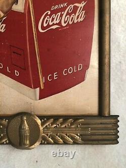 1946, Vintage, ORIGINAL, Coke, Coca-Cola Cardboard Sign in Original Coke frame