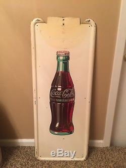 1947 A-M 2-47 Coca Cola Soda Button Pilaster Sign Big Bottle Rare 16X40 1/2