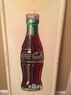 1947 A-M 2-47 Coca Cola Soda Button Pilaster Sign Big Bottle Rare 16X40 1/2