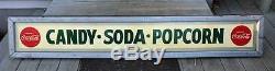 1947 Coca Cola CANDY SODA POPCORN Wood Framed Evans-Glenn Sign