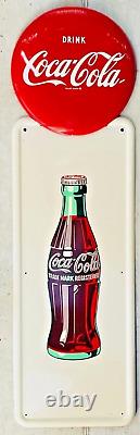 1947 Coca-Cola Pilaster Sign Old Soda Pop Bottle A-M 2-47 & 16 COKE Button AM92