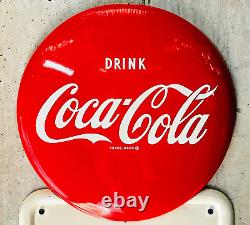 1947 Coca-Cola Pilaster Sign Old Soda Pop Bottle A-M 2-47 & 16 COKE Button AM92