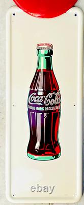 1947 Coca-Cola Pilaster Sign Old Soda Pop Bottle A-M 2-47 & 16 COKE Button AM92