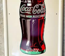 1947 Coca-Cola Pilaster Sign Old Soda Pop Bottle A-M 2-47 & 16 COKE Button AM92