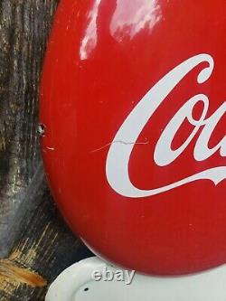 1947 Coca Cola Pilaster Sign With Button. Clean! 54inx16in