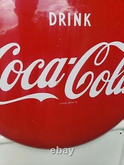 1947 Coca Cola Pilaster Sign With Button. Clean! 54inx16in