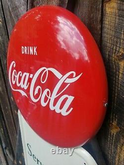 1947 Coca Cola Pilaster Sign With Button. Clean! 54inx16in