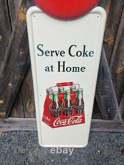 1947 Coca Cola Pilaster Sign With Button. Clean! 54inx16in