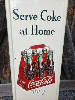 1947 Coca Cola Pilaster Sign With Button. Clean! 54inx16in