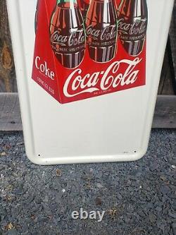 1947 Coca Cola Pilaster Sign With Button. Clean! 54inx16in