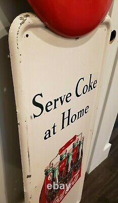 1947 Coca-Cola Sign 2 signs - rare 6 Pack with Button -'47 Serve Coke at Home