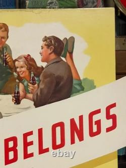 1947 Original Cocacola Take Some Home Cardboard Easel Sign Great Condition