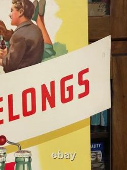 1947 Original Cocacola Take Some Home Cardboard Easel Sign Great Condition