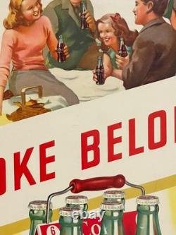 1947 Original Cocacola Take Some Home Cardboard Easel Sign Great Condition
