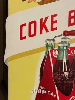1947 Original Cocacola Take Some Home Cardboard Easel Sign Great Condition