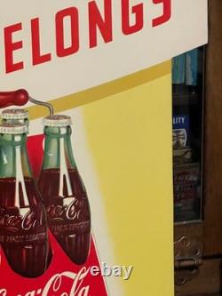 1947 Original Cocacola Take Some Home Cardboard Easel Sign Great Condition
