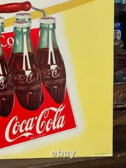 1947 Original Cocacola Take Some Home Cardboard Easel Sign Great Condition