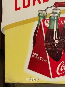 1947 Original Cocacola Take Some Home Cardboard Easel Sign Great Condition
