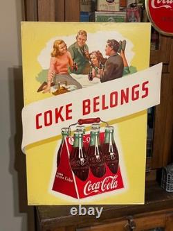 1947 Original Cocacola Take Some Home Cardboard Easel Sign Great Condition