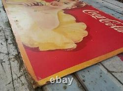 1947 Vintage Coca-Cola Cardboard Sign Poster Advertising