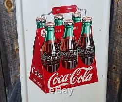 1948 Coca Cola 6 pack pillister Sign. 40inx18in. Painted metal
