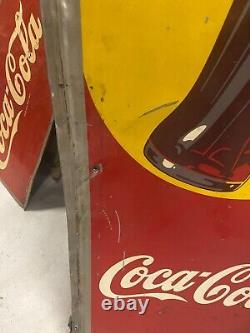 1948 Coca-Cola Vertical Yellow Sun Dot 55x 19 Sign Have a Coke Gas OIL SODA