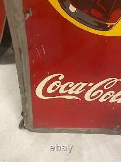 1948 Coca-Cola Vertical Yellow Sun Dot 55x 19 Sign Have a Coke Gas OIL SODA