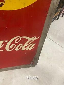 1948 Coca-Cola Vertical Yellow Sun Dot 55x 19 Sign Have a Coke Gas OIL SODA