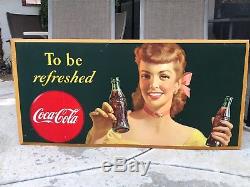 1948 Large Coca Cola Cardboard Sign To Be Refreshed. 27 X 56