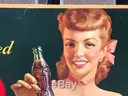 1948 Large Coca Cola Cardboard Sign To Be Refreshed. 27 X 56