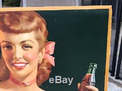 1948 Large Coca Cola Cardboard Sign To Be Refreshed. 27 X 56