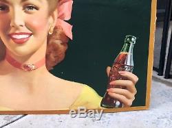 1948 Large Coca Cola Cardboard Sign To Be Refreshed. 27 X 56